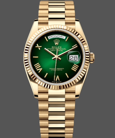 Replica Rolex Day Date 36mm Fluted Bezel Green Ombre Dial President Bracelet m128238 0118
