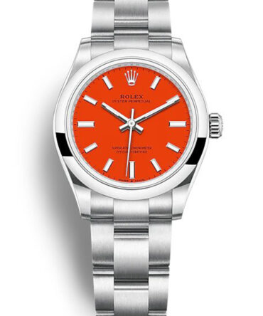 Replica Rolex Oyster Perpetual Lady 31mm Coral Red Dial 277200