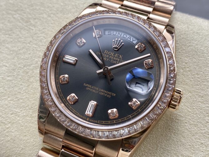 Replica Rolex Day-Date 128345RBR Slate Dial Everose Gold 36MM Unisex Watch