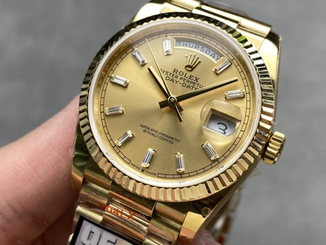Replica Rolex Day Date 36 Champagne Dial Yellow Gold Bracelet 128238 0132