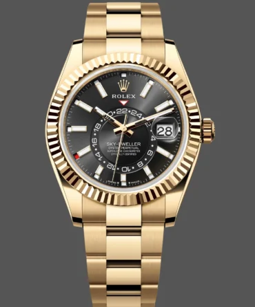 Rolex Sky Dweller Yellow Gold Black Dial Oyster M336938 0002 Men's Replica Watch