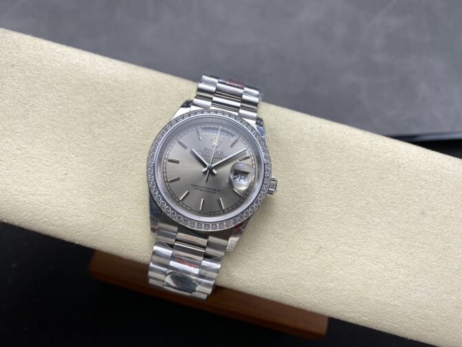 Replica Rolex Day Date 36mm Platinum and Diamonds Bezel 128396tbr 0004
