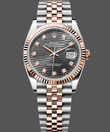 Rolex Datejust 36 18K Everose Gold Fluted Bezel 126231 0041 Unisex Watch