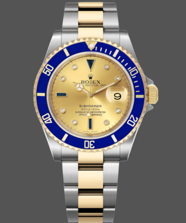 Rolex Submariner Date 16613 Champagne Serti Dial 40mm Mens Replica Watch