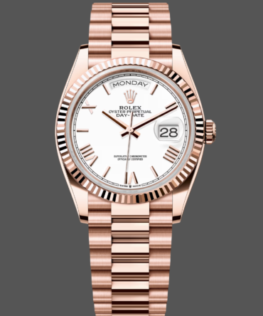 Replica Rolex Day Date 36mm Everose Gold 128235 0070 White Roman