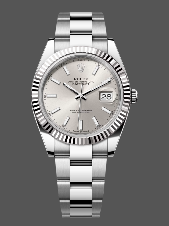 744114 0003 Fluted Bezel Silver Dial 41MM Mens Replica Watch