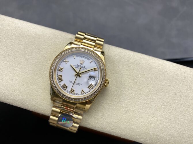 Replica Rolex Day Date 36 Yellow Gold m128348rbr 0064 White Dial