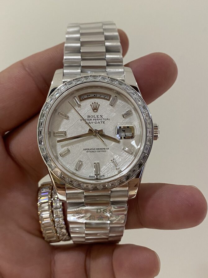 Replica Rolex Day-Date 40 Platinum Meteorite Diamond Dial M228396TBR 0027 Men's Watch