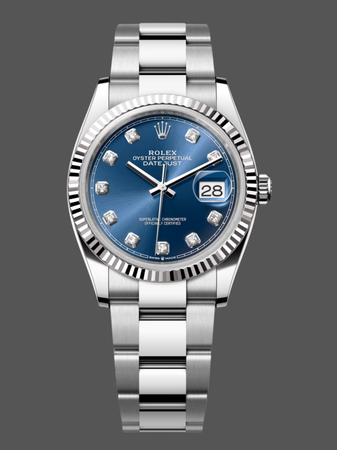 54651234 Blue Index Dial Stainless Steel 36MM Unisex Replica Watch