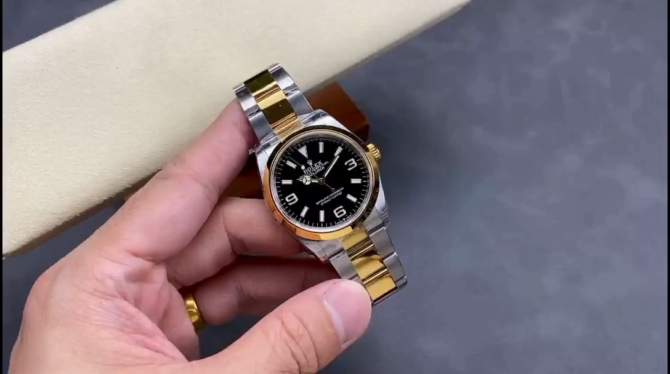 Rolex Explorer 36 Black Dial Yellow Gold M124273 0001 Women's Watch