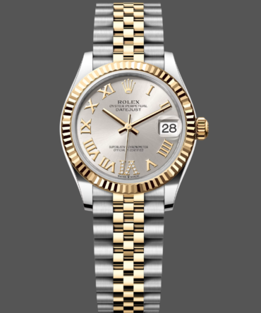 Rolex Datejust 31 Stainless Steel and Yellow Gold Silver Pave Roman Dial m278273 0004 Women's Watch