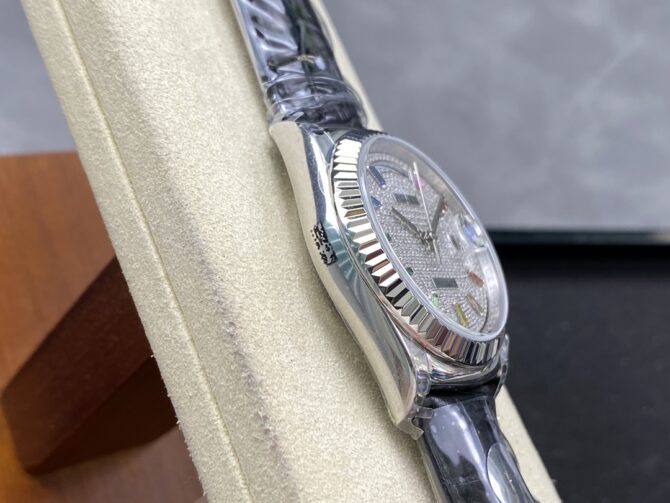Replica Rolex Day Date 36mm White Gold 128349RBR 0006 Pave Rainbow