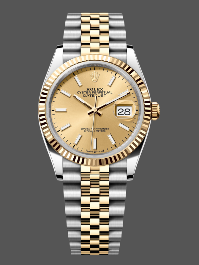 963133 0015 Champagne Index Dial Fluted Bezel Unisex Replica Watch