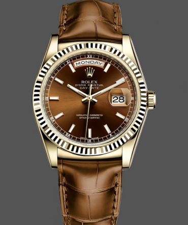 Replica Rolex Day Date 36 Yellow Gold Chocolate Dial 118138 0005 Leather Watch