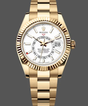 Rolex Sky Dweller Yellow Gold White Dial Oyster M336938 0003 Men's Replica Watch