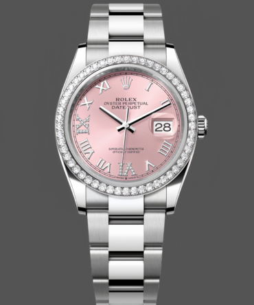 Replica Rolex Datejust 36 126284RBR 0024 Pink Roman Diamond Dial Lady Watch