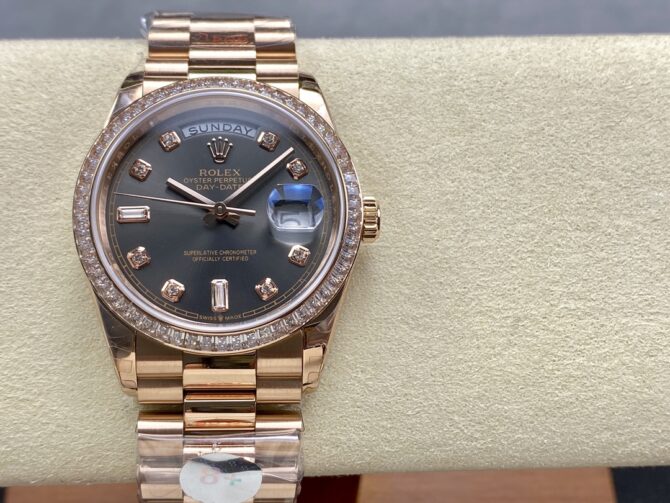 Replica Rolex Day-Date 128345RBR Slate Dial Everose Gold 36MM Unisex Watch