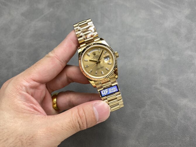 Replica Rolex Day Date 36 Champagne Dial Yellow Gold Bracelet 128238 0132