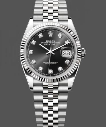 741247154 Fluted Bezel Black Diamond Dial 36MM Unisex Replica Watch