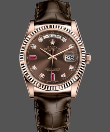 Replica Rolex Day Date 36 Everose Diamond Chocolate 118135 0020 Watch