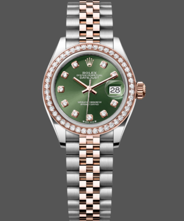 Rolex Datejust Olive Green Diamond Steel & Rose Gold 279381RBR 0007 Lady Watch