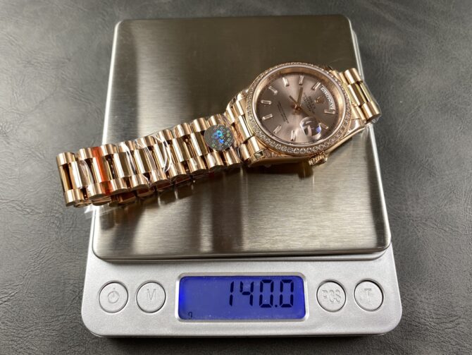 Replica Rolex Day-Date 228345RBR 0007 Sundust Diamond Dial Diamond Bezel 40mm Mens Watch